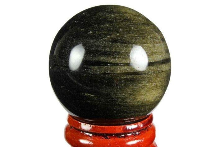 1.6" Polished, Golden Sheen Obsidian Spheres - Photo 1